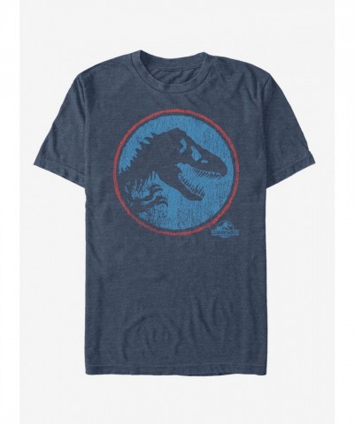 Retro T. Rex Circle T-Shirt - Unisex Blue Retro T. Rex Circle T-Shirt - Unisex Blue