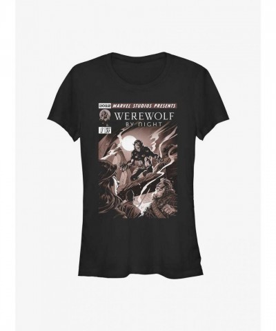 Marvel's Werewolf By Night Cover Art Tee for Girls - Black