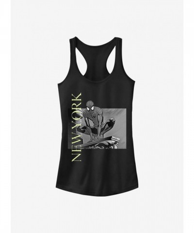 Marvel Girls Spidey New York Cotton Tank Top - BLACK