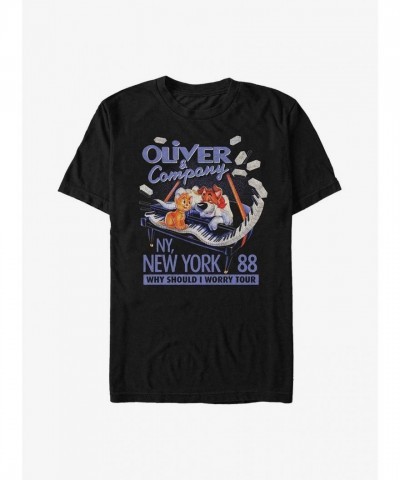 Disney Tour Poster T-Shirt for Men - Oliver & Company - Black