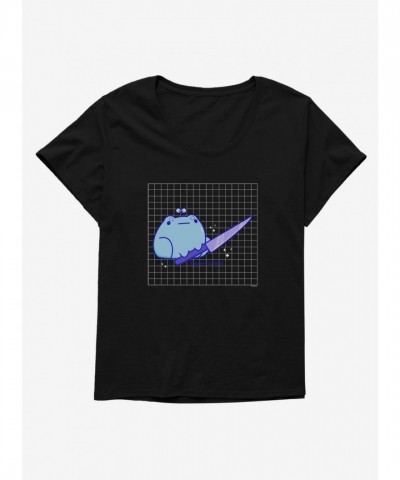 Rainylune Plus Size Scoop Neck Frog Knife Fight Graphic Tee - Black