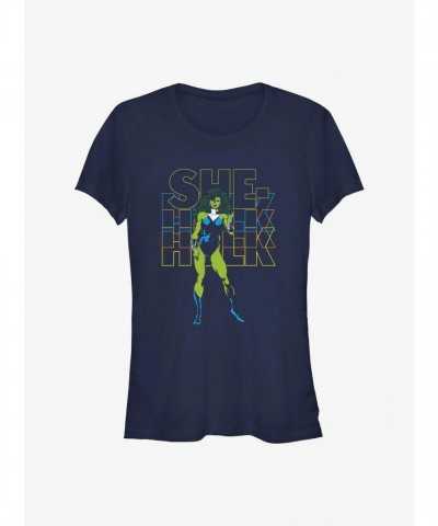 Marvel She-Hulk Stacked Logo T-Shirt for Girls - Blue