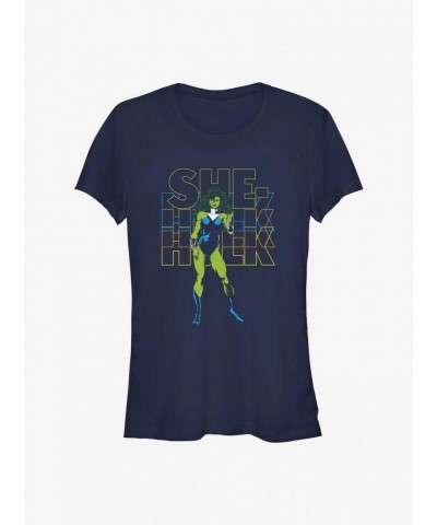 Marvel She-Hulk Stacked Logo T-Shirt for Girls - Blue