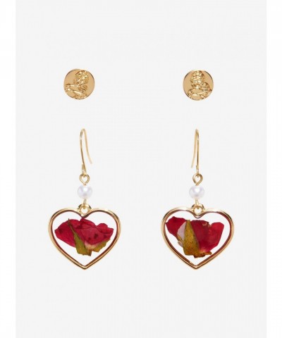 Disney Beauty and the Beast Elegant Dried Rose Earrings for Women