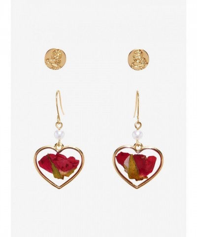 Disney Beauty and the Beast Elegant Dried Rose Earrings for Women