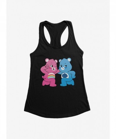 Care Bears Grumpy and Cheer Lightweight Cool Pose Girls Tank Top - Black