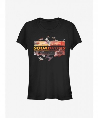 Star Wars Squadron Ships Girls T-Shirt - Junior Sizes in Black