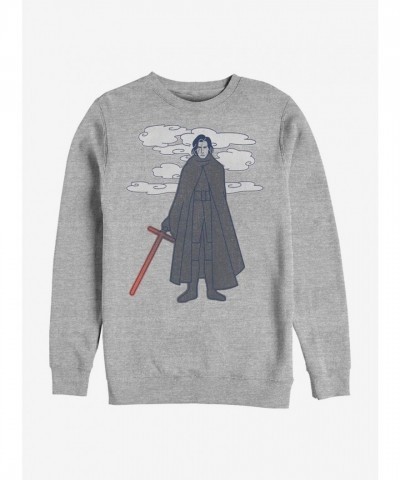 Kylo Ren Artwork Men's Grey Cotton Blend Crewneck Sweatshirt