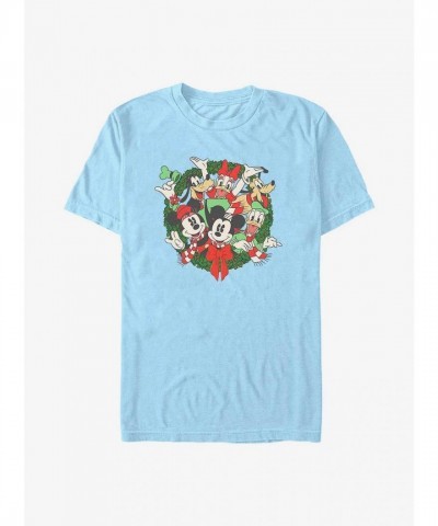 Disney Mickey Mouse Friends Blue Christmas T-Shirt for Men