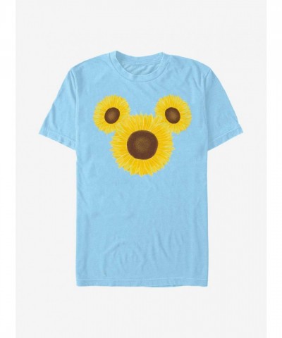 Disney Mickey Sunflower T-Shirt - Lightweight Blue Men's Tee Disney Mickey Sunflower T-Shirt - Lightweight Blue Men's Tee