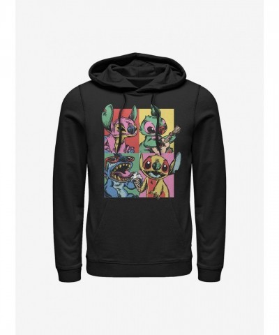 Disney Lilo & Stitch Grunge Hoodie - Men's Black Cotton Blend