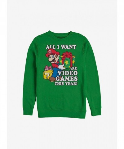 Super Mario Holiday Green Sweatshirt for Men