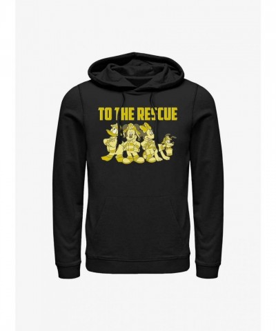 Disney Mickey Mouse Firefighter Gratitude Hoodie - Black Men's Size