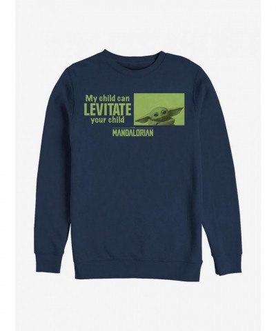 Levitating Grogu Crewneck Sweatshirt for Men - Navy Blue