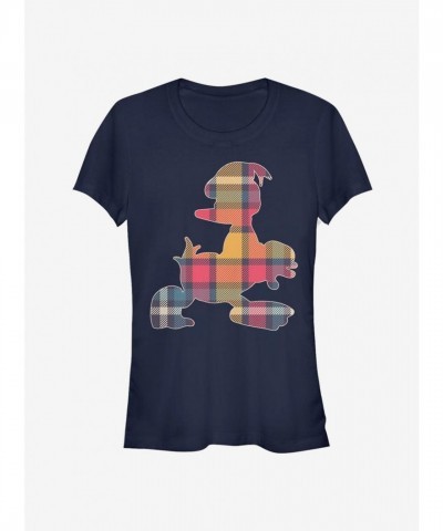 Disney Blue Plaid Donald Duck Classic T-Shirt for Girls