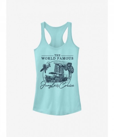 Disney Girls Jungle Cruise Word Tank Top - Blue Junior Size