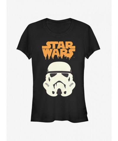 Halloween Star Wars Spooky Stormtrooper Helmet Tee for Girls - Black
