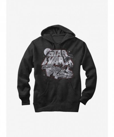 Star Wars TIE Advanced vs Millennium Falcon Black Hoodie - Lightweight Unisex