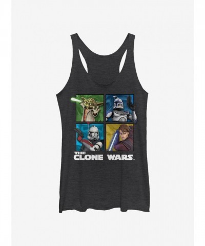 Star Wars Clone Wars Graphic Tank Top for Girls - Black