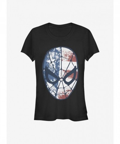 Marvel Girls American Flag Spider-Man Lightweight T-Shirt