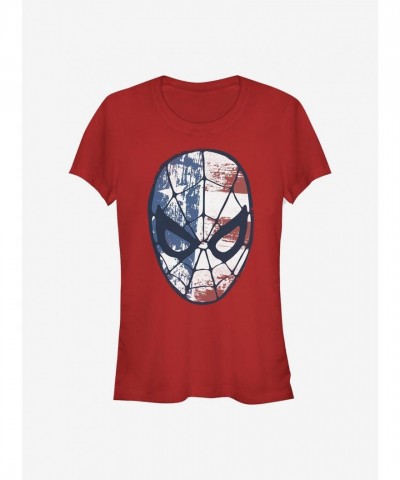 Marvel Girls American Flag Spider-Man Lightweight T-Shirt