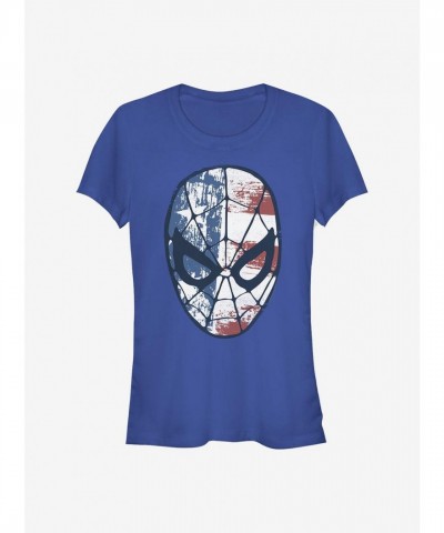 Marvel Girls American Flag Spider-Man Lightweight T-Shirt