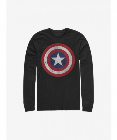 Marvel Captain America Classic Long-Sleeve T-Shirt for Men - Black