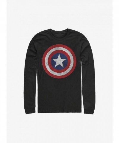 Marvel Captain America Classic Long-Sleeve T-Shirt for Men - Black