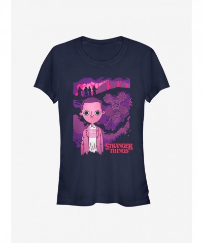 Stranger Things Inspired Lurking Girls T-Shirt - Junior Sizes in Blue