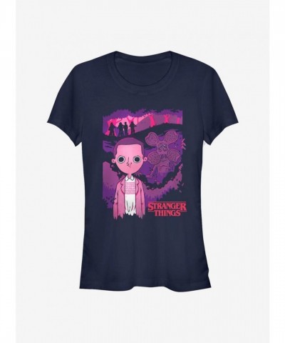 Stranger Things Inspired Lurking Girls T-Shirt - Junior Sizes in Blue
