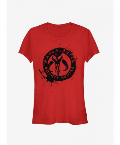 Star Wars Mandalorian Decorative Skull Junior T-Shirt - Red