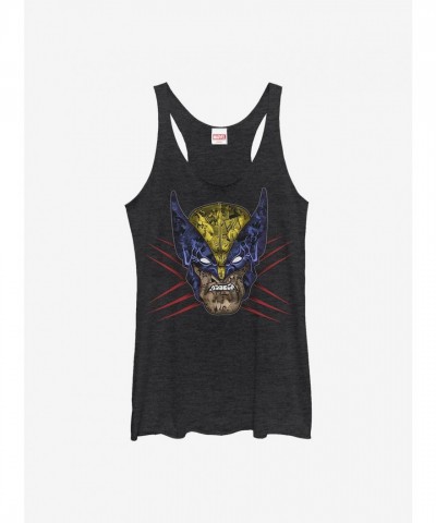 Marvel Girls' Wolverine Raw Hem Full Tank Top - Black