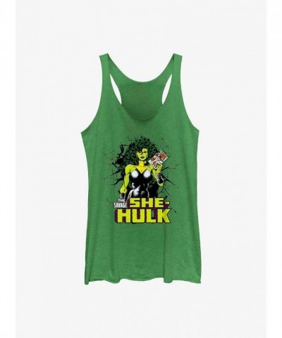 Marvel Green She Hulk Savage Raw Edge Tank Top for Girls