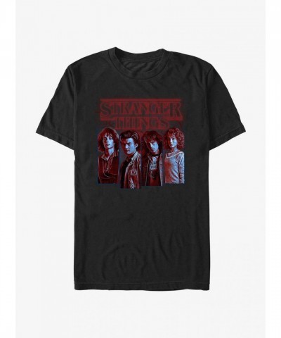 Stranger Things T-Shirt for Men - Black with Robin, Steve, Eddie, Nancy