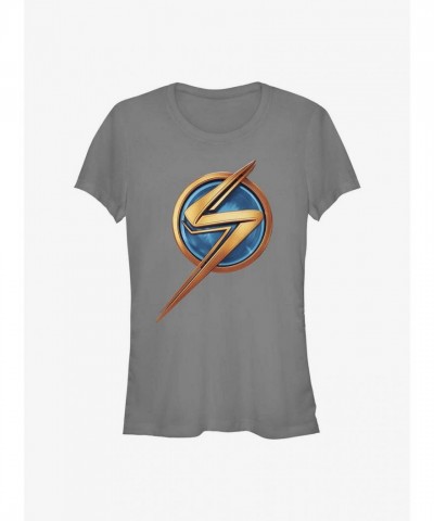 Ms. Marvel Grey Logo T-Shirt for Girls - Lightweight Cotton