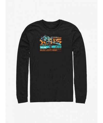 Disney Pixar Lightyear XL15 Men's Long Sleeve Cotton T-Shirt - Black