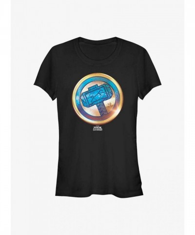 Marvel Thor Gold Mjolnir Lightweight T-Shirt for Girls - Black