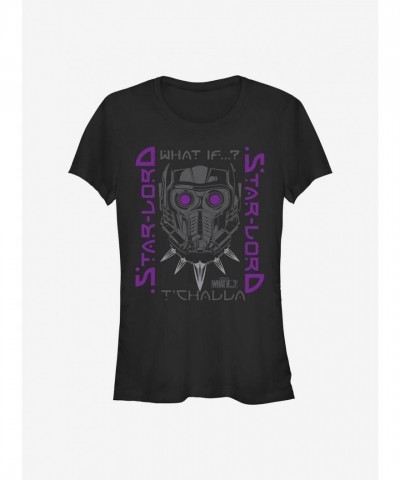 Marvel What If...? T'Challa & Star-Lord Girls T-Shirt - Junior Sizes Black