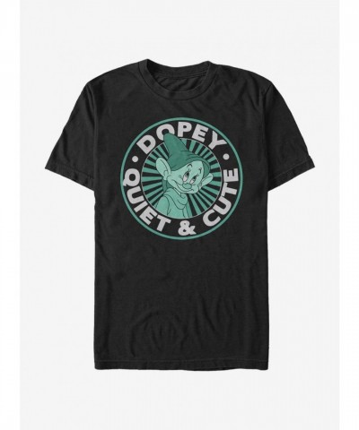 Disney Snow White Dopey Themed Lightweight Cotton T-Shirt - Men's Black