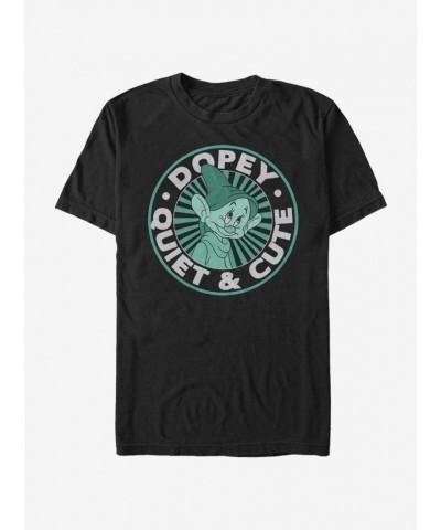 Disney Snow White Dopey Themed Lightweight Cotton T-Shirt - Men's Black