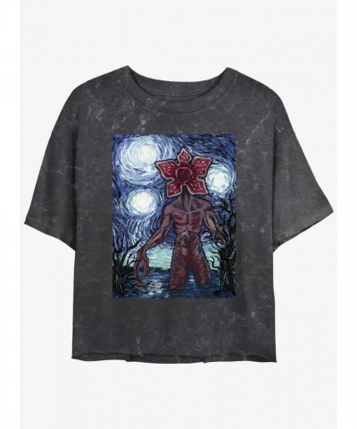 Stranger Things Starry Demogorgon Crop T-Shirt for Girls - Multi Colors