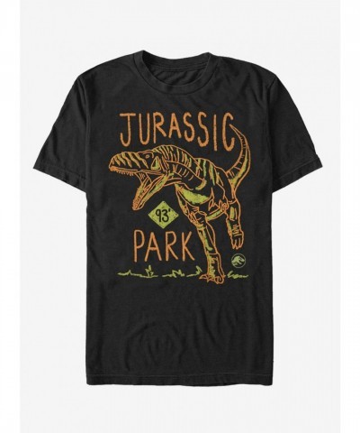 T. Rex Crayon Print Unisex T-Shirt - Black