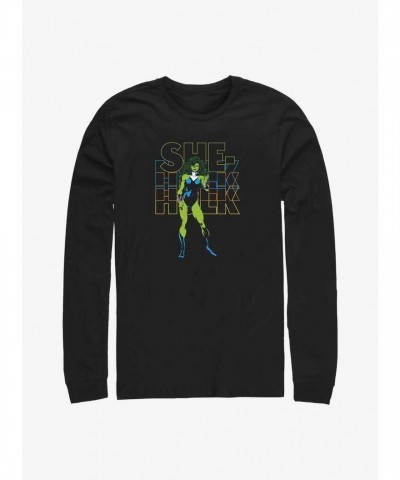 Marvel She-Hulk Block Logo Cotton Long-Sleeve Tee - Men's Black