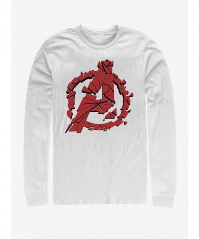 Marvel Avengers Endgame Shattered Long Sleeve T-Shirt - Men's White Cotton
