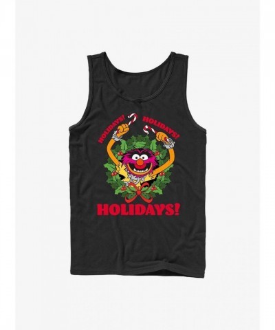 Disney Holiday Animal Print Men's Tank Top - Black