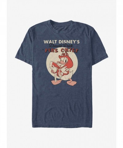 Disney Vintage Fireman Donald Duck Lightweight T-Shirt - Blue Men's Size