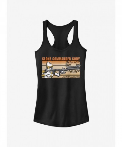 Star Wars Clone Wars Cody Girls Cotton Tank Top - Black