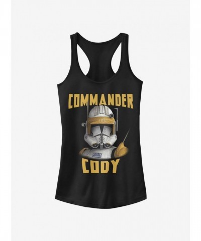 Star Wars Clone Wars Cody Character Girls Cotton Tank Top - Black