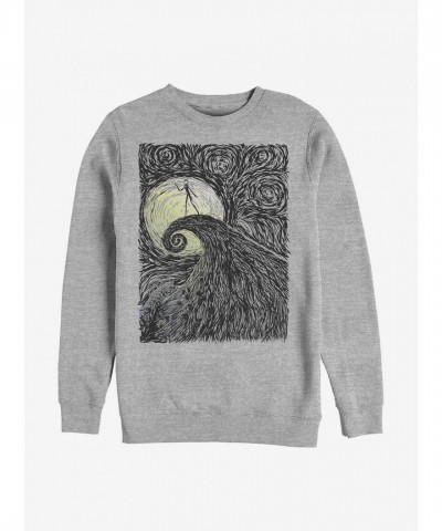Disney Nightmare Before Christmas Grey Spiral Hill Crew Sweatshirt for Men