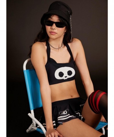 Skelanimals Halter Swim Top for Girls - Kit Design with Adjustable Straps